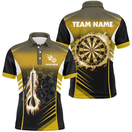 Individuelles Dart Feuer Pfeil Dart Poloshirt Für Herren, Flammen Darttrikot Gelb TDM2277
