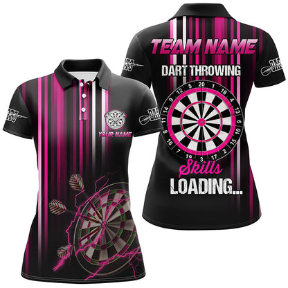 „Loading Skills“ Pinkes lustiges Dartshirt, Damen-Teamtrikot personalisiert TDM2278