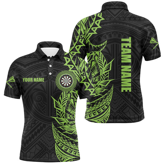 Grünes Tribal-Dart-Poloshirt für Herren, individuelle Dartshirts für Herren, Darttrikots TDM3265