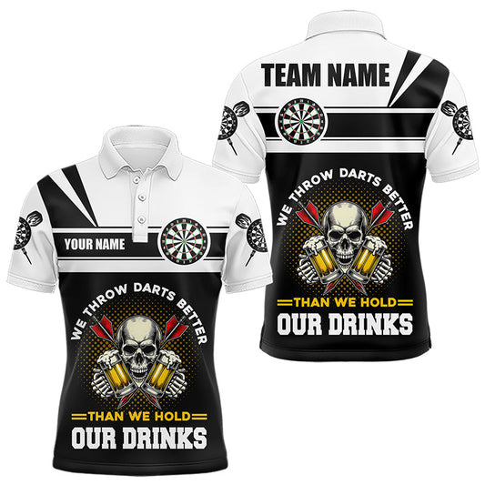 Wir werfen besser – Schädel, Bier, witziges individuelles Poloshirt für Herren, Dartshirt Darttrikot TDM3458