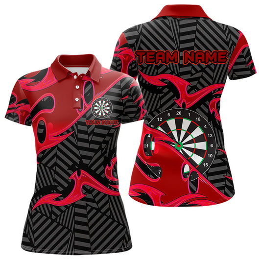 Individuelles Schwarz-Rotes Darts-Poloshirt für Damen, Dartshirt Dart-Trikot TDM3459