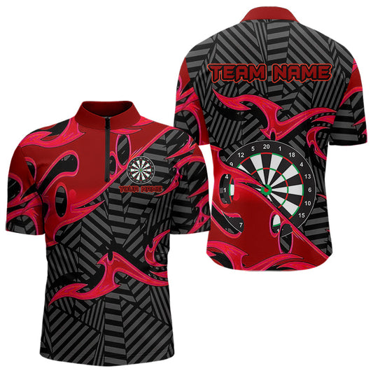 Individuelles Schwarz und Rot Dart Viertelreißverschluss Herren Shirt, Dart Shirt Dart Trikot TDM3459