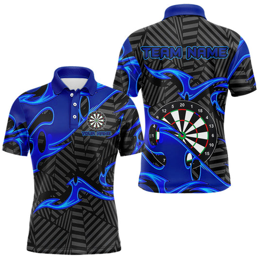 Individuelles schwarz-blaues Dart-Poloshirt für Herren, Dartshirt Darttrikot TDM3460
