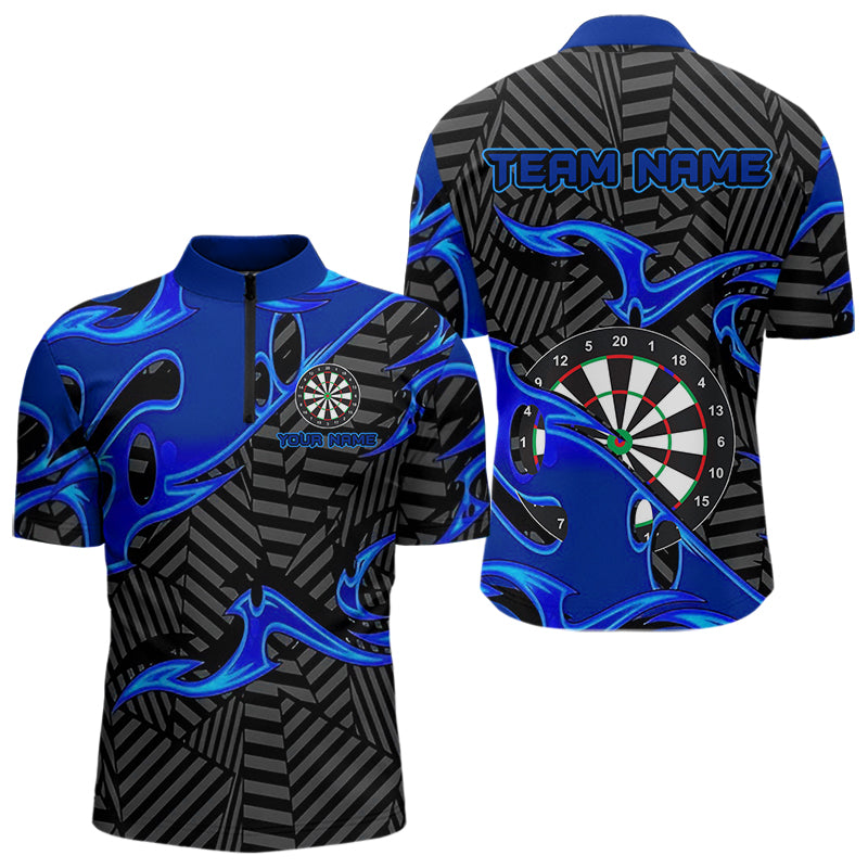 Individuelles Schwarz und Blau Dart Viertelreißverschluss Herren Shirt, Dart Shirt Dart Trikot TDM3460