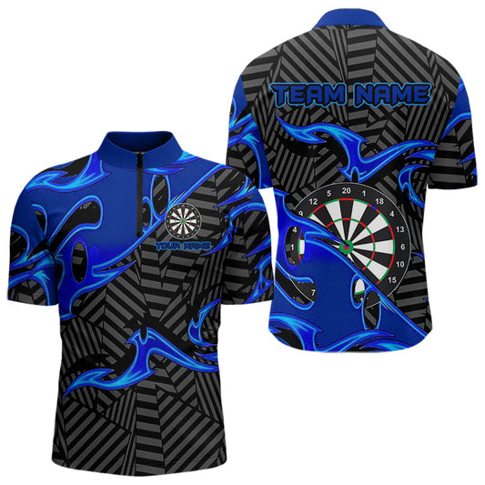 Individuelles Schwarz und Blau Dart Viertelreißverschluss Herren Shirt, Dart Shirt Dart Trikot TDM3460