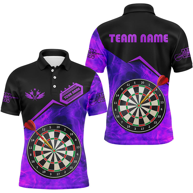 Individuelles Feuerflamme Herren Poloshirt, Dartbrett Trikot Bekleidung Lila TDM1861