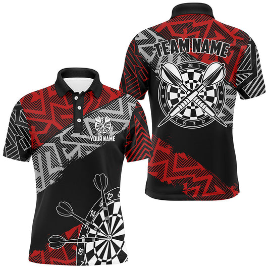 Individuelles Zickzack-Muster-Dart-Poloshirt für Herren, rotes Darttrikot für Team TDM2791
