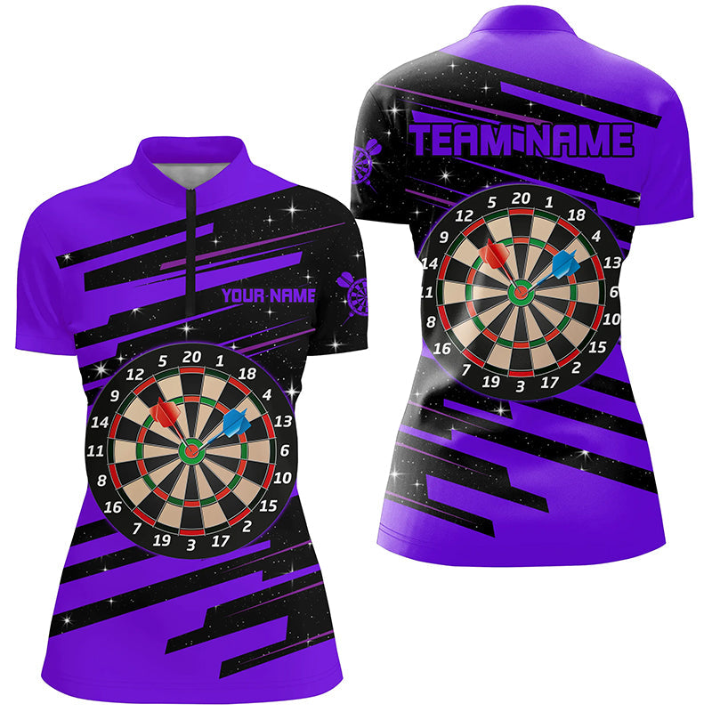 Individuelles lila Dart Board Damen Quarter Zip Shirt, Dart Team Liga Trikot TDM1304