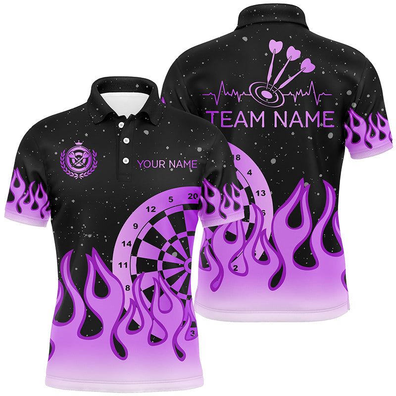 Lila Dartboard Feuer Flamme Herren Darts Polo & Viertelreißverschluss Shirt Maßgeschneidertes Teamtrikot TDM1662