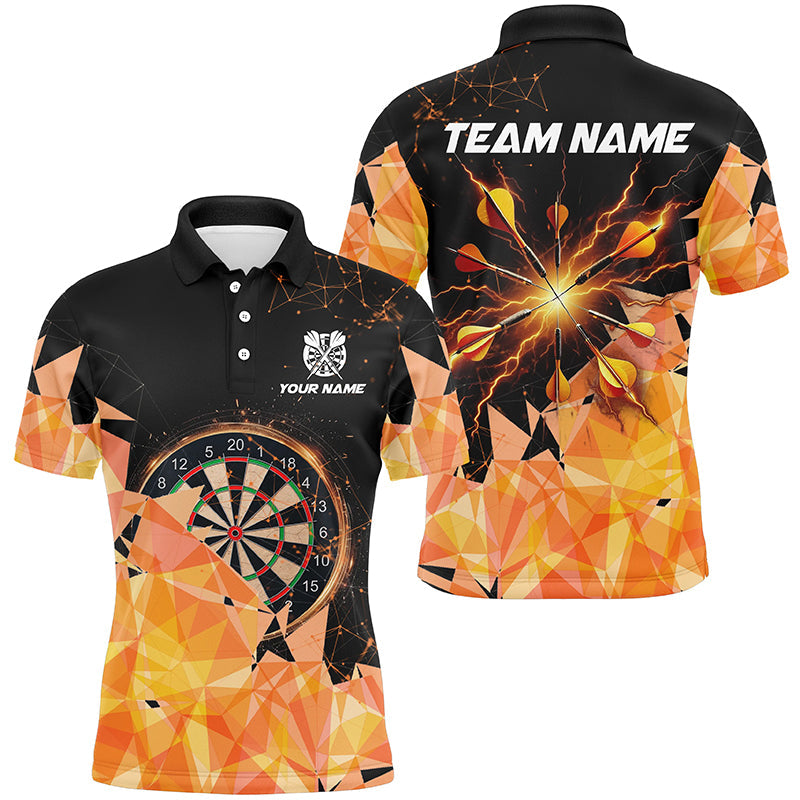 Individuelles Orangen Dart Pfeil Donner Blitz Dart Poloshirt für Herren, Dart Trikot TDM1667