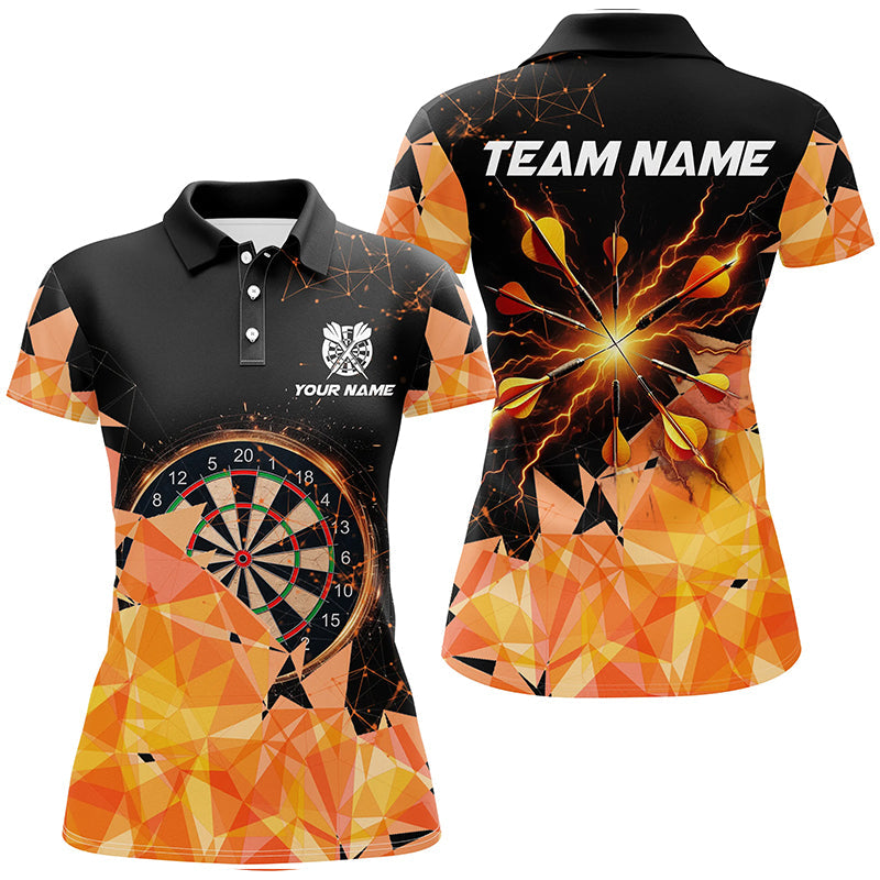 Individuelles Orangen Dart Pfeil Donner Blitz Dart Poloshirt für Herren, Dart Trikot TDM1667