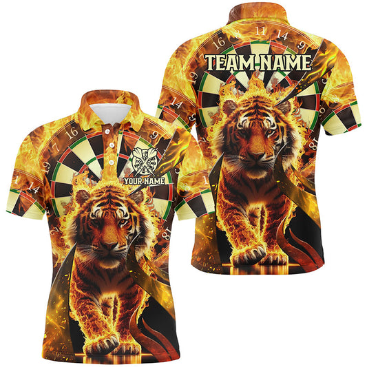 Individuelles Dartbrett Feuerflamme Tiger Herren Poloshirt, Team-Liga Darttrikot TDM2561