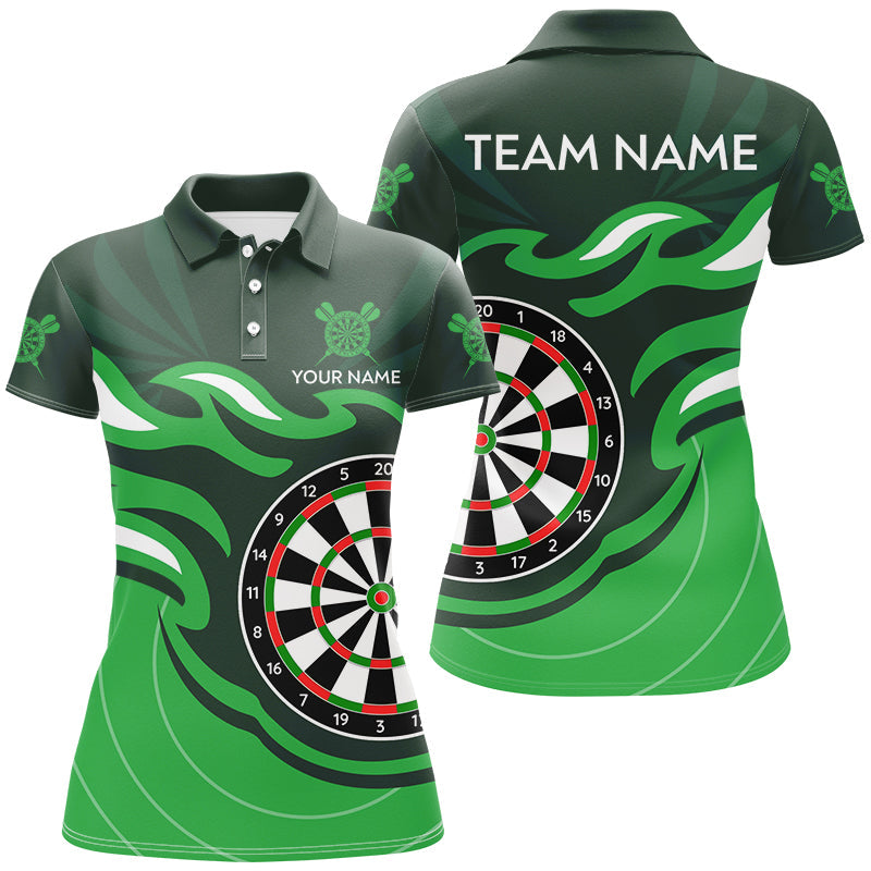 Individuelles Grünes Dart Board Flamme Dart Poloshirt für Damen, Dart Trikot Team-Uniform TDM3052