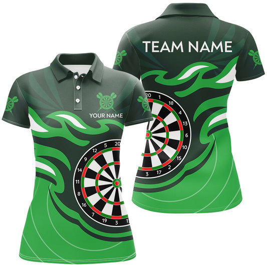 Individuelles Grünes Dart Board Flamme Dart Poloshirt für Damen, Dart Trikot Team-Uniform TDM3052