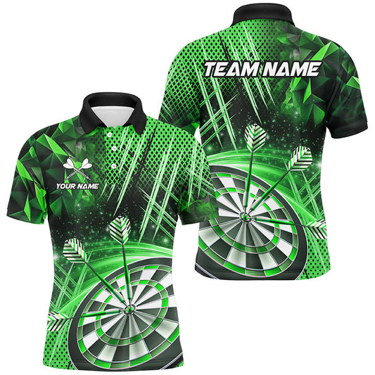 Glitzernde Dartshirts für Herren, individuelle Dartliga-Teamshirts, Darttrikots in Grün TDM3284