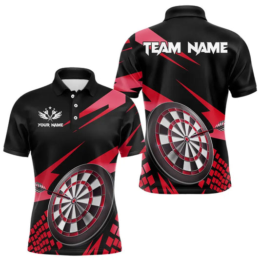 Rot-schwarze individuelle Dartshirts für Herren, Darttrikot-Poloshirt, Dart-Teamtrikots TDM3287