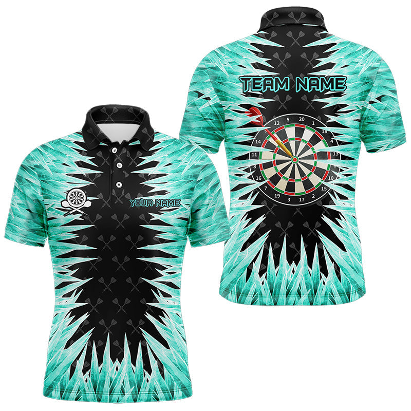 Individuelles türkis eisiges Dartbrett-Poloshirt für Herren, cooles Dart-Teamtrikot TDM3481