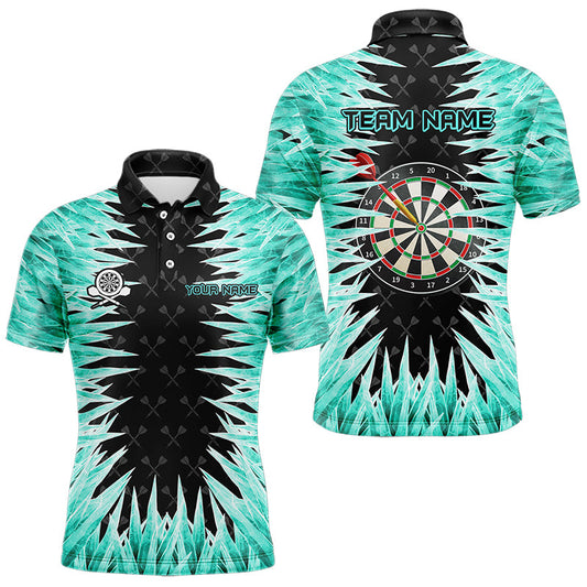 Individuelles türkis eisiges Dartbrett-Poloshirt für Herren, cooles Dart-Teamtrikot TDM3481