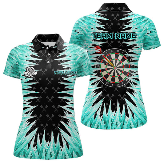Individuelles Türkis Eisig Dartbrett Poloshirt für Damen, Cooles Dart-Trikot-Team TDM3481
