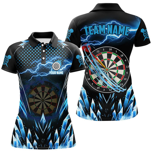 Individuelles Blaues Eisiges Dartbrett Blitz Dart Poloshirt Für Herren, Dart Teamtrikot TDM1513
