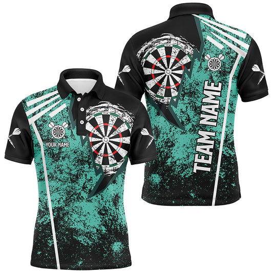 Grunge Herren Darts Polo & Viertelreißverschluss Shirts Maßgeschneiderte Retro Darts Teamtrikots | Türkis TDM2566