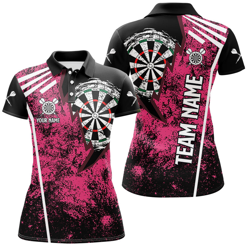 Individuelles Grunge Herren Poloshirt, Retro Pink Darts-Teamtrikot TDM2567