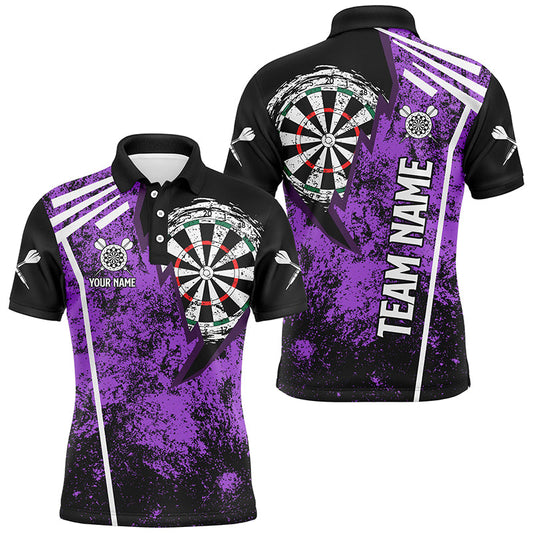 Individuelles Grunge Herren Poloshirt, Retro Lila Darts-Teamtrikot TDM2568