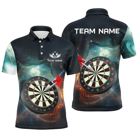 Individuelles Dartbrett Galaxie Universum Herren Poloshirt, Dart Teamtrikot TDM1305