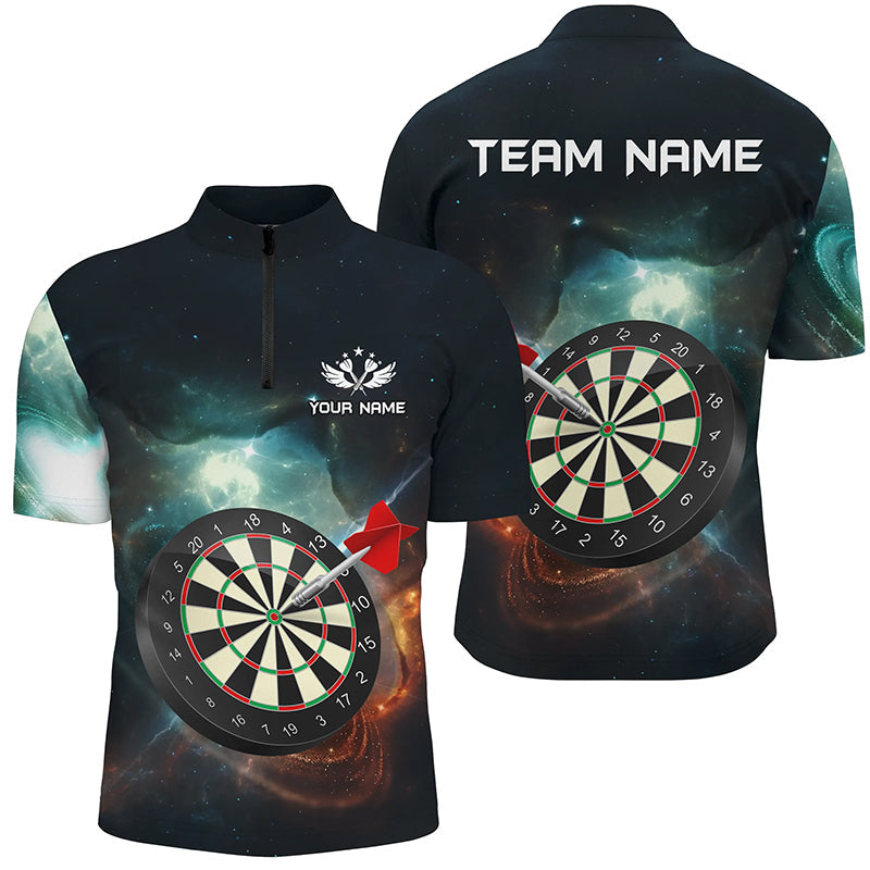 Individuelles Galaxy Universum Dartboard Herren Shirt mit Viertelreißverschluss, Dart Team Trikot TDM1305