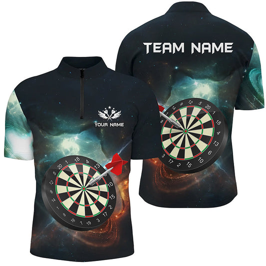 Individuelles Galaxy Universum Dartboard Herren Shirt mit Viertelreißverschluss, Dart Team Trikot TDM1305