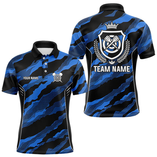 Individuelles Blaues Camo Dart Poloshirt Für Herren – Tarn-Dart-Teamtrikot TDM3786
