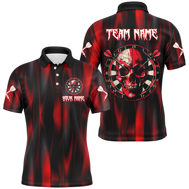 Individuelles Rotes Totenschädel Dartbrett Dart Poloshirt Für Herren, Dart Team Uniform TDM1515
