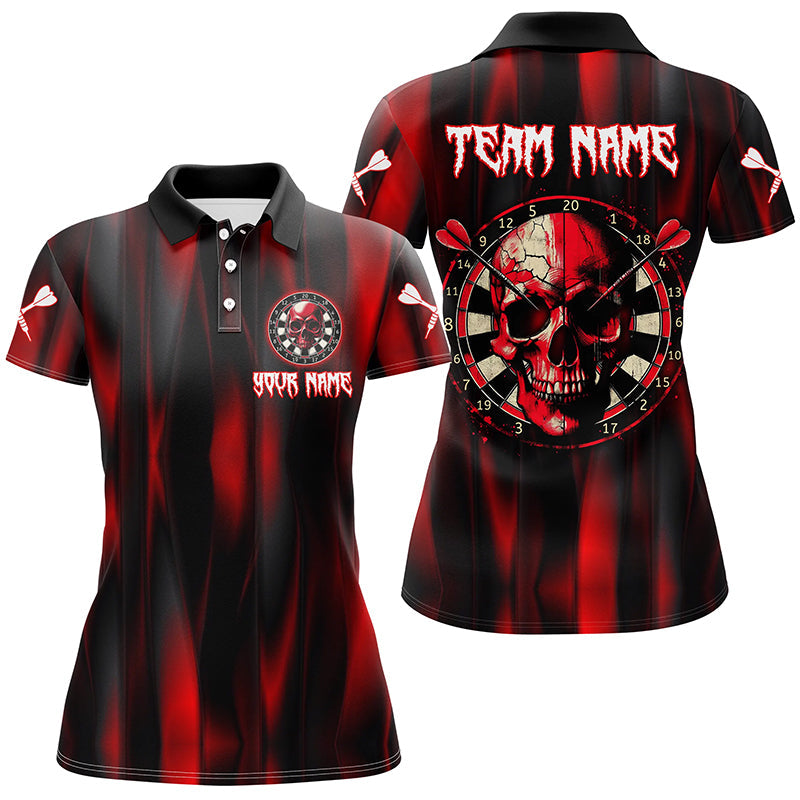 Individuelles Rotes Totenschädel Dartbrett Dart Poloshirt Für Herren, Dart Team Uniform TDM1515