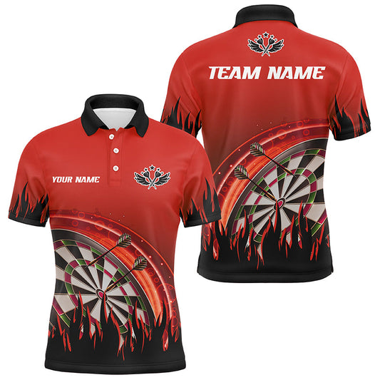 Individuelles Rotes Dartflammen Dart Poloshirt Für Herren, Dart Team Uniform Für Spieler TDM1521
