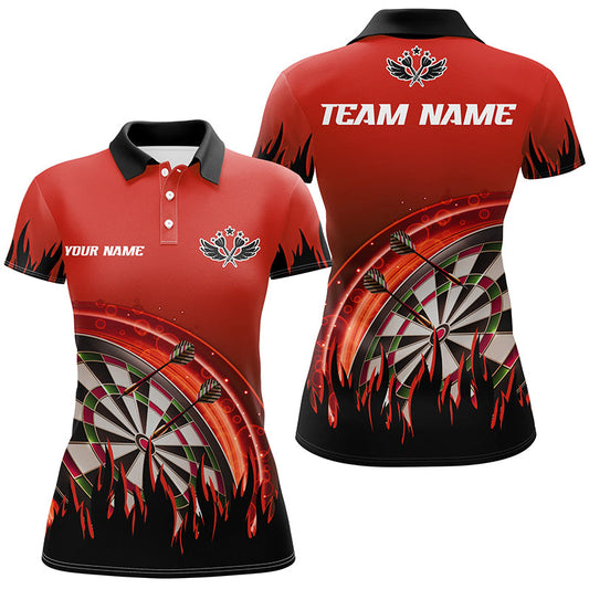 Individuelles Rotes Dartflammen Dart Poloshirt Für Herren, Dart Team Uniform Für Spieler TDM1521