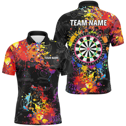 Personalisierte Dartboard Bunte Farbe Schwarz Herren Dartshirts, Grunge-Stil Darts Trikots TDM1894