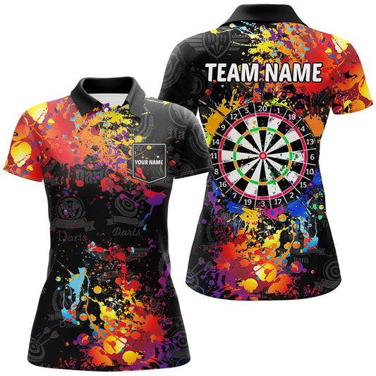 Buntes Grunge-Farbdesign, Damen-Dartshirt mit Tasche | Teamtrikot TDM1894