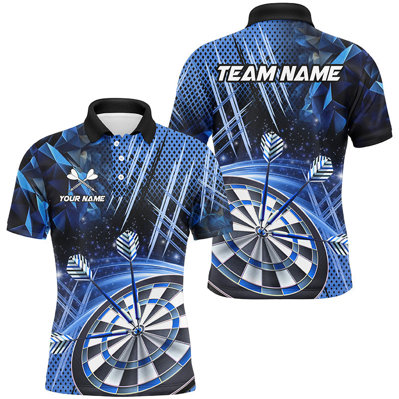 Personalisierte 3D Glitzer Herren Darts Shirts Maßgeschneiderte Team Dart Liga Shirts Darttrikots |Blau TDM2580