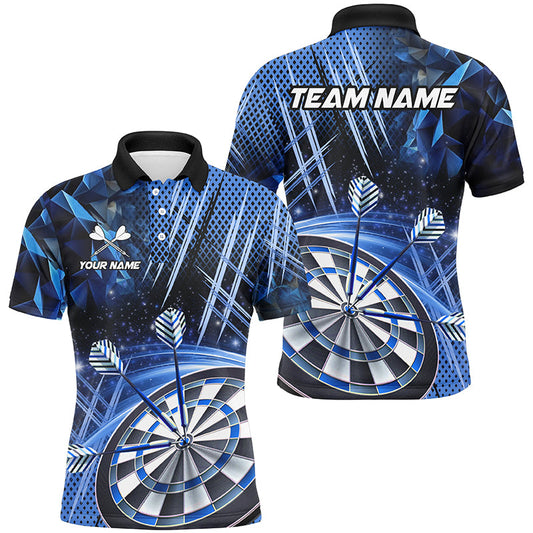Personalisierte 3D Glitzer Herren Darts Shirts Maßgeschneiderte Team Dart Liga Shirts Darttrikots |Blau TDM2580