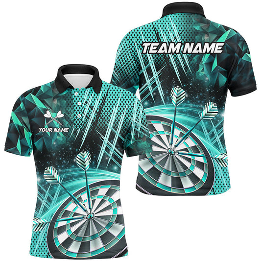 Individuelles Glitzer Herren Poloshirt, Team-Dart-Liga-Trikot Türkis TDM2581