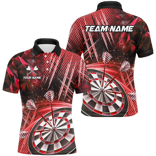 Individuelles Glitzer Herren Poloshirt, Dart-Team-Uniform Darttrikot Rot TDM2582
