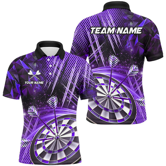 Individuelles Glitzer Herren Poloshirt, Lila Team-Dart-Liga-Trikot TDM2583