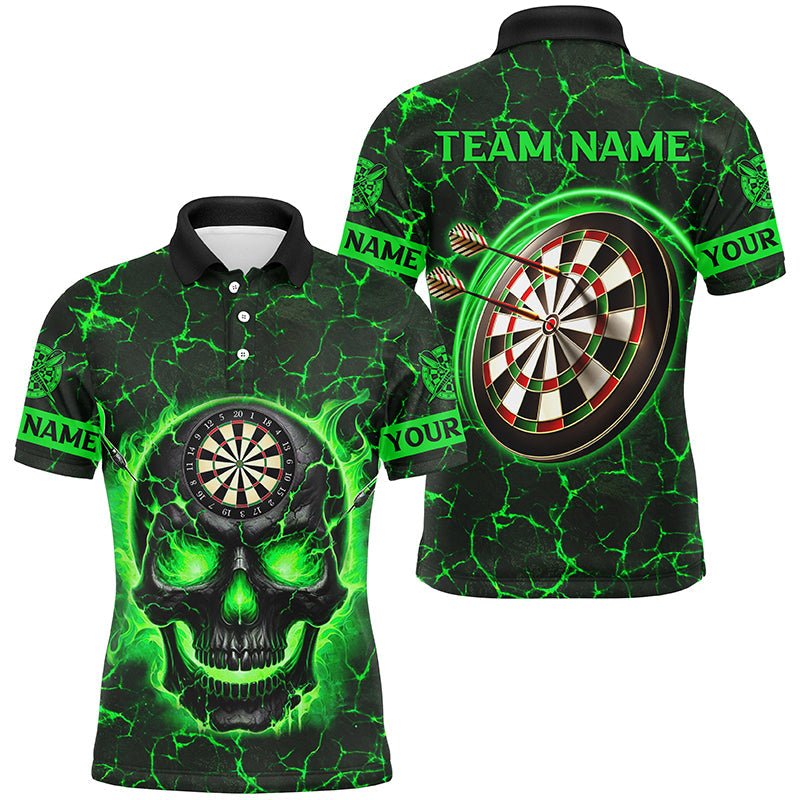 Maßgeschneidertes Feuer Flamme Schädel Magma Muster Herren Darts Shirt, Dart Liga Shirts Teamtrikots | Blau TDM2586