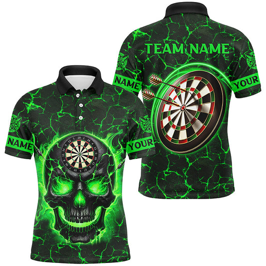 Maßgeschneidertes Feuer Flamme Schädel Magma Muster Herren Darts Shirt, Dart Liga Shirts Teamtrikots | Blau TDM2586