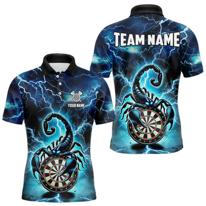 Blaues Lightning-Thunder Skorpion-Dartshirt Für Herren – Liga-Teamtrikot Polo & 1/4 Zip TDM4864