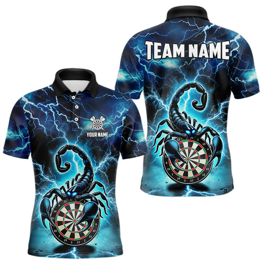 Blaues Lightning-Thunder Skorpion-Dartshirt Für Herren – Liga-Teamtrikot Polo & 1/4 Zip TDM4864