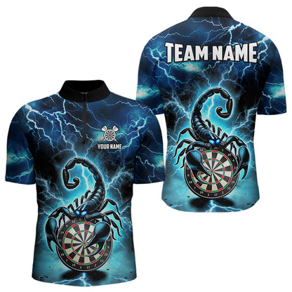 Blaues Lightning-Thunder Skorpion-Dartshirt Für Herren – Liga-Teamtrikot Polo & 1/4 Zip TDM4864