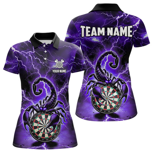 Lila Lightning-Thunder Skorpion-Dartshirt Für Damen – Liga-Teamtrikot Polo & 1/4 Zip TDM4865