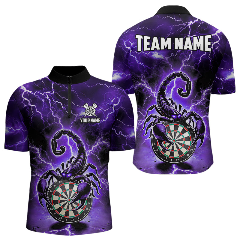 Lila Lightning-Thunder Skorpion-Dartshirt Für Herren – Liga-Teamtrikot Polo & 1/4 Zip TDM4865