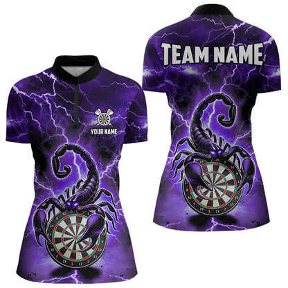 Lila Lightning-Thunder Skorpion-Dartshirt Für Damen – Liga-Teamtrikot Polo & 1/4 Zip TDM4865